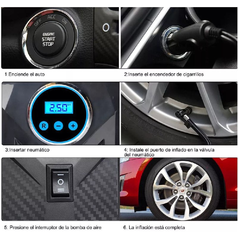 Inflador de Llantas Carsun C1399 con Pantalla Digital y Conexión al Encendedor