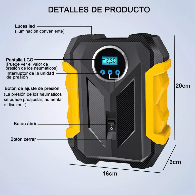 Inflador de Llantas Carsun C1399 con Pantalla Digital y Conexión al Encendedor