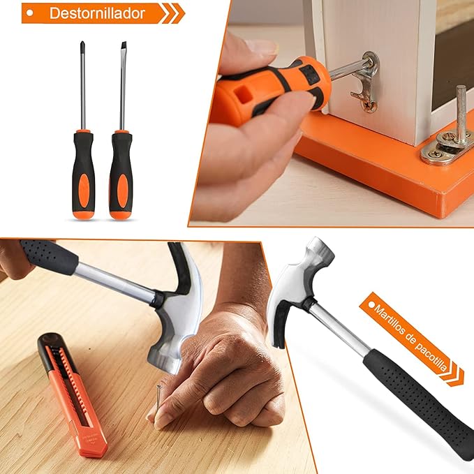 Kit de Herramientas Manuales 45 Piezas con Estuche Profesional – Uso Doméstico y Taller