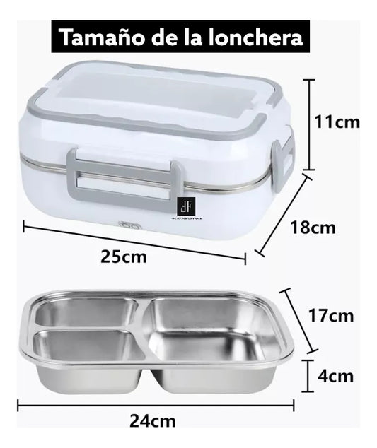 Lonchera Eléctrica Portátil 1.5L para Carro con Contenedor de Acero Inoxidable