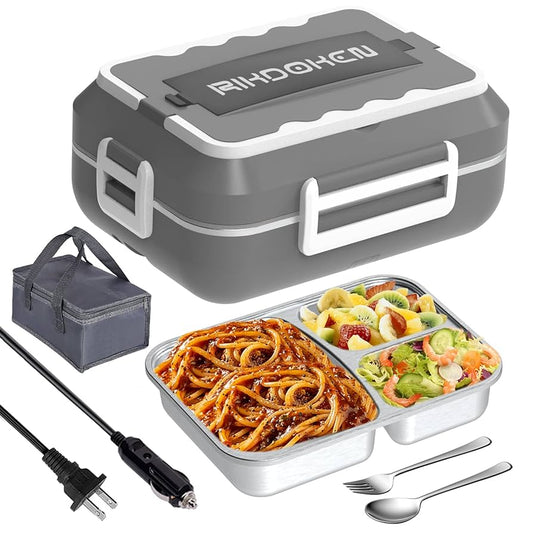 Lonchera Eléctrica Portátil 1.5L para Carro con Contenedor de Acero Inoxidable