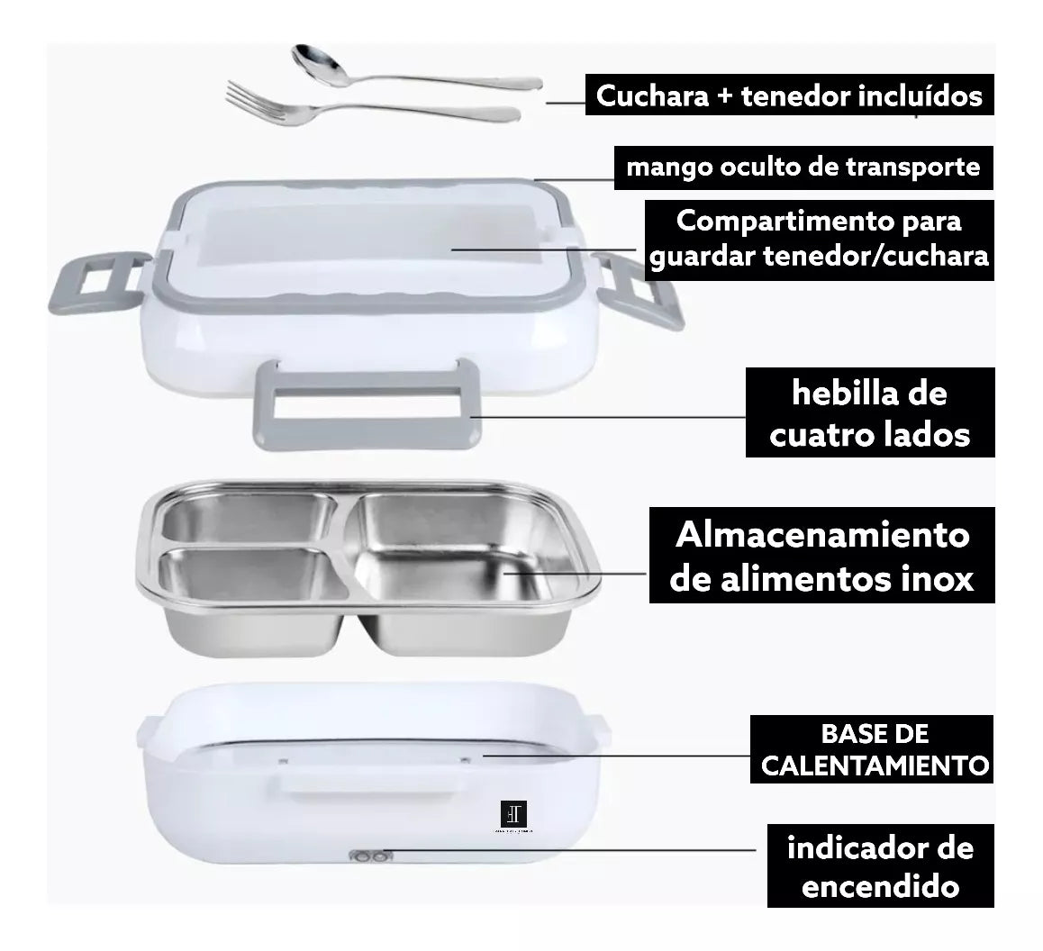 Lonchera Eléctrica Portátil 1.5L para Carro con Contenedor de Acero Inoxidable