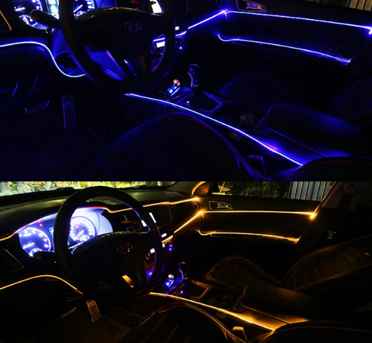 Luces LED de Fibra Óptica para Carro – 4 Metros con Cargador 12V