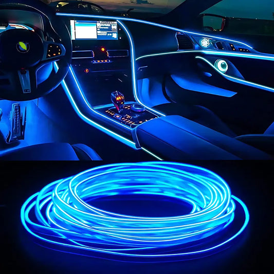 Luces LED de Fibra Óptica para Carro – 4 Metros con Cargador 12V