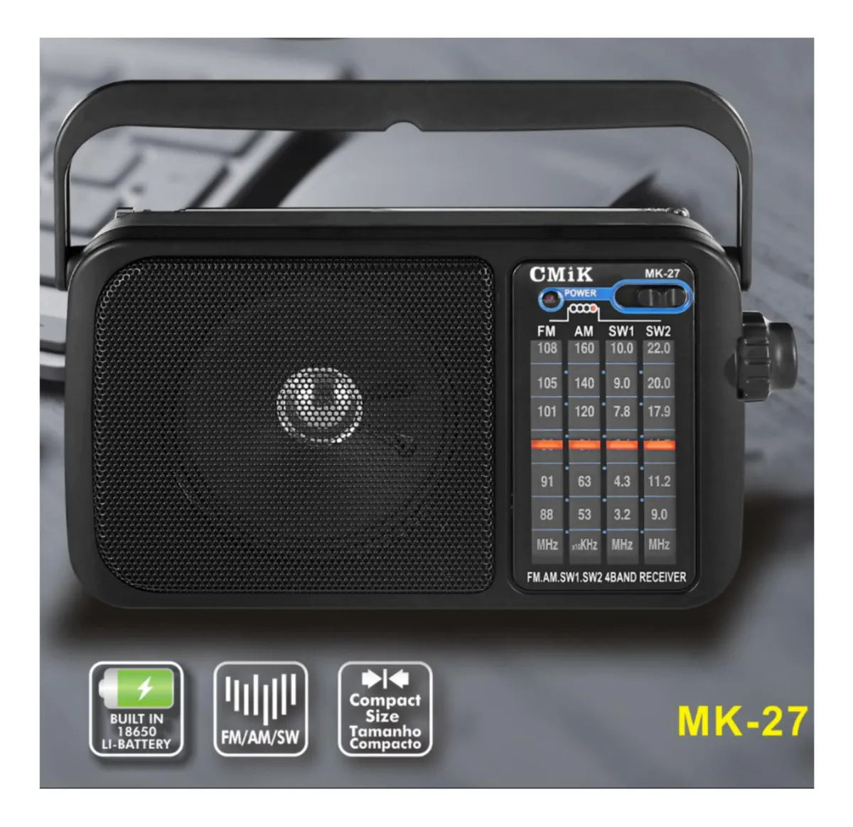 Radio Portátil Cmik MK2400 AM/FM/SW con Antena Telescópica