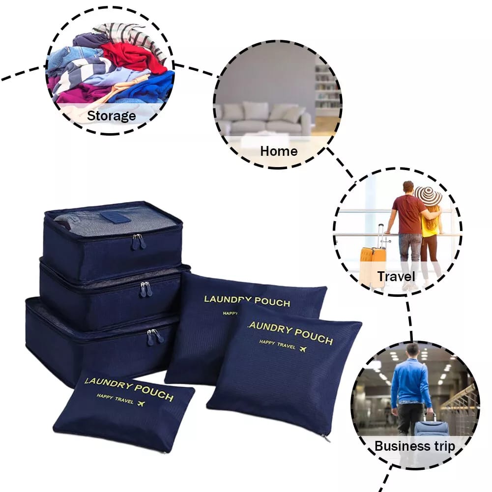 Set Organizadores de Viaje Six Pack – 6 Piezas de Almacenamiento Impermeables