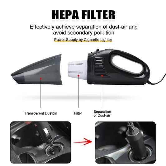 Aspiradora Portátil para Carro con Filtro Lavable y Succión Potente – 70W