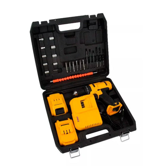 Taladro Eléctrico Inalámbrico 3/8" 24V con Maletín, 2 Baterías y 27 Accesorios