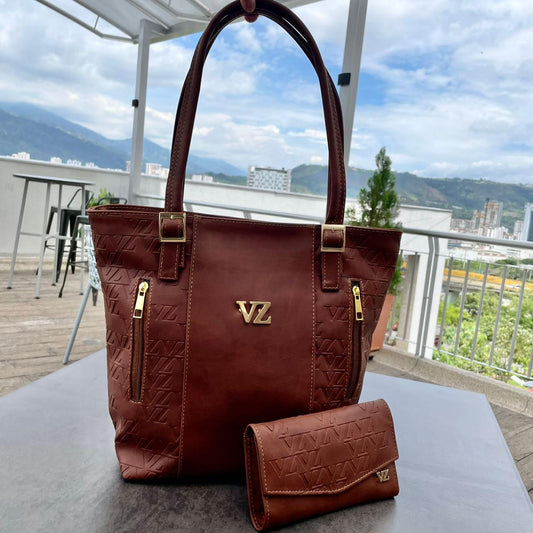 Set Exclusivo VÉLEZ para Dama – Bolso de Mano + Billetera en Cuero Dacota