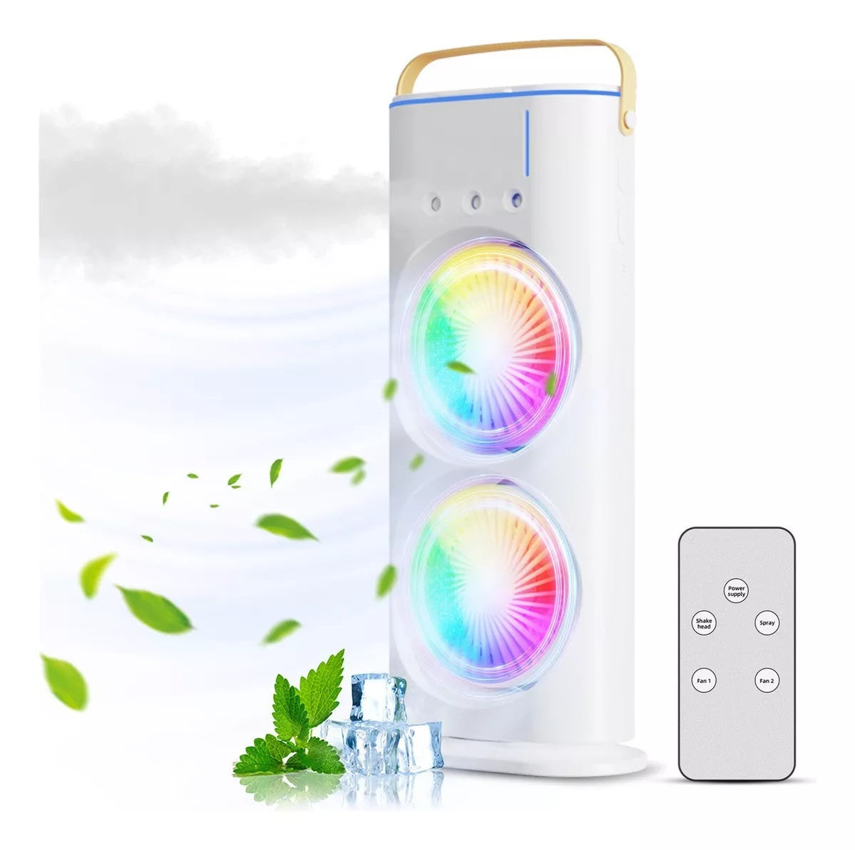 Ventilador Torre Doble con Humidificador y Oscilación 270° | Aire Refrescante y Compacto